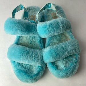 UGG Fluff Yeah Blue Plush Slippers
